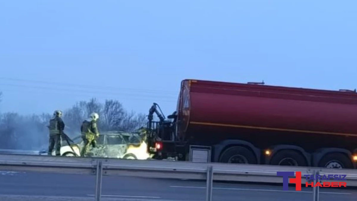 Ankara Akyurt'ta seyir halindeki ara&ccedil; alev topuna d&ouml;nd&uuml;