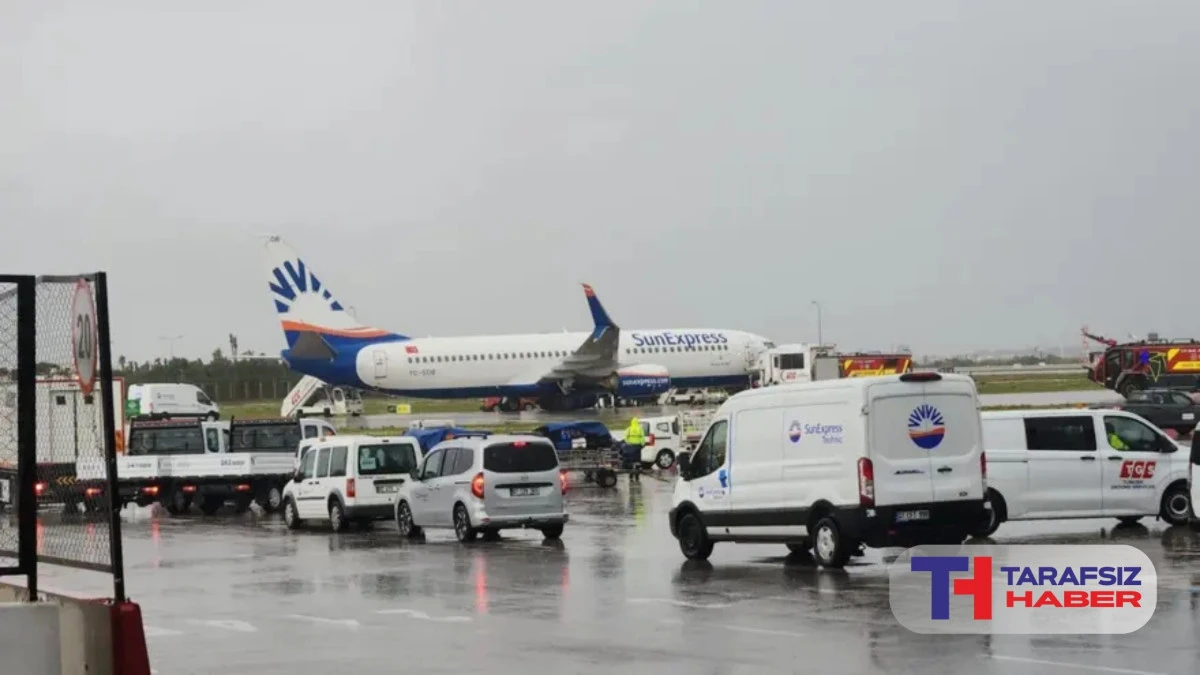 Antalya Havalimanı'nda facianın eşiğinden d&ouml;n&uuml;ld&uuml;. Kalkışta u&ccedil;ağın tekerleği koptu